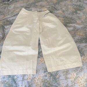 Apiece Apart Cream Wide-Leg Cropped Trousers